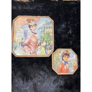 Vintage Octagonal Decorative Coasters Trivets Elegant Victorian Lady Design